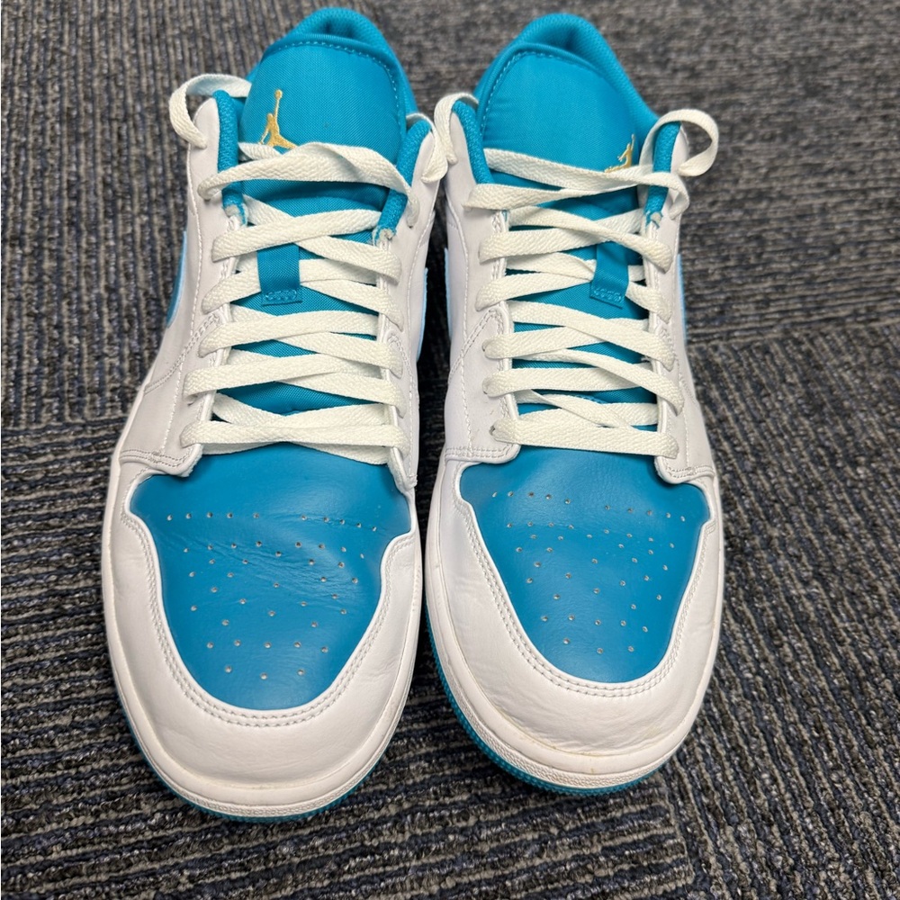 Vibrant Blue and White Athletic Shoes